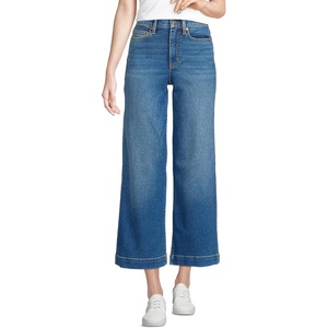 image:imageLands End Womens Recover Denim High Rise Wide Leg Crop JeansIndigo Tide Blue