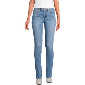image:imageLands End Womens Recover Denim Mid Rise Slim Leg JeansBeau Blue