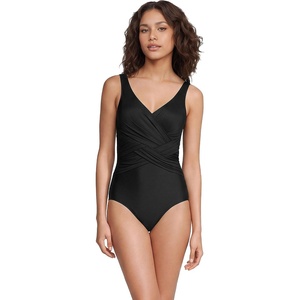 image:imageLands End Womens Slender Wrap SwimsuitBlack