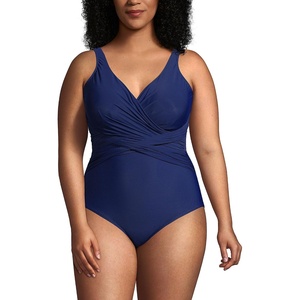 image:imageLands End Womens Slender Wrap SwimsuitDeep Sea Navy