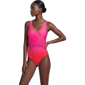 image:imageLands End Womens Slender Wrap SwimsuitPink Multi Ombre