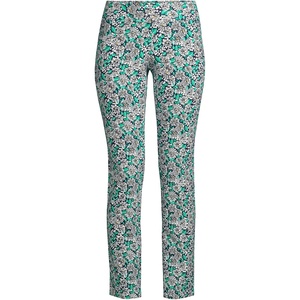 image:imageLands End Womens Slim Leg Knit Pull On Pants  Mid Rise CottonRich Jersey With Stretch Wide Elastic Waist Ankle Length Work Travel Petite and PlusDeep Sea Navy Dotted Floral