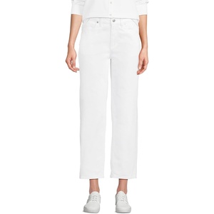 image:imageLands End Womens Soft Denim Mid Rise Relaxed Straight Crop JeansWhite