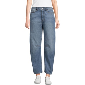 image:imageLands End Womens Soft Denim Relaxed Barrel Leg Ankle JeansMedium Ocean Blue Wash