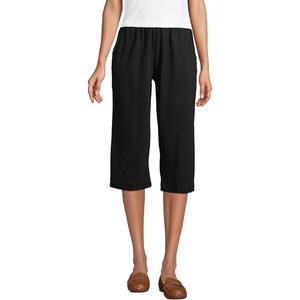 image:imageLands End Womens Sport Knit High Rise Elastic Waist Capri PantsBlack
