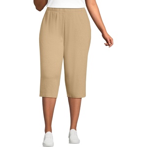 image:imageLands End Womens Sport Knit High Rise Elastic Waist Capri PantsFrench Pecan Heather