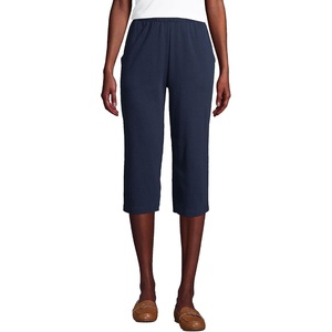 image:imageLands End Womens Sport Knit High Rise Elastic Waist Capri PantsRadiant Navy