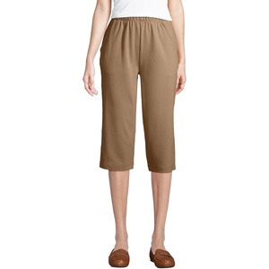 image:imageLands End Womens Sport Knit High Rise Elastic Waist Capri PantsRich Camel