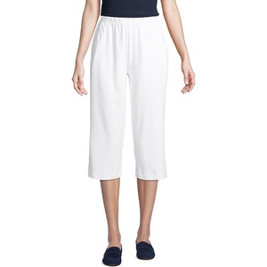 image:imageLands End Womens Sport Knit High Rise Elastic Waist Capri PantsWhite