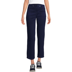 image:imageLands End Womens Starfish High Rise Knit Denim Straight Crop JeansDark Indigo