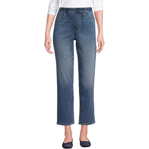 image:imageLands End Womens Starfish High Rise Knit Denim Straight Crop JeansIndigo Tide Blue