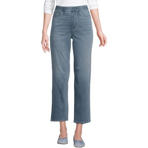 image:imageLands End Womens Starfish High Rise Knit Denim Straight Crop JeansLake Blue Wash