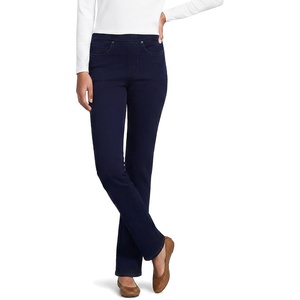 image:imageLands End Womens Starfish High Rise Knit Denim Straight JeansDark Indigo
