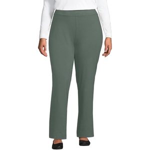 image:imageLands End Womens Straight Leg Knit Pants  Mid Rise 89 Cotton Jersey With Stretch Wide Elastic Waist PullOn Travel Work Petite and Plus SizesSpruce