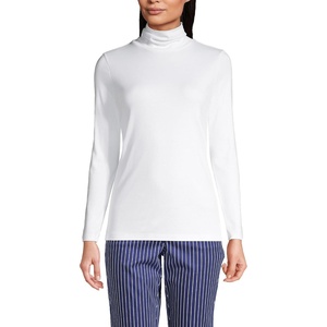 image:imageLands End Womens Supima Cotton Turtleneck  100 Supima Cotton Interlock Knit Fitted Side Vents Tagless Layering Petite and Plus SizesWhite