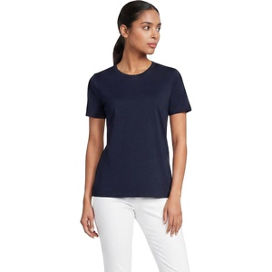 image:imageLands End Womens Supima Crew Neck TShirt  AmericanGrown Supima Cotton Relaxed Fit Tagless MidHip Length Layering Petite and Plus SizesRadiant Navy