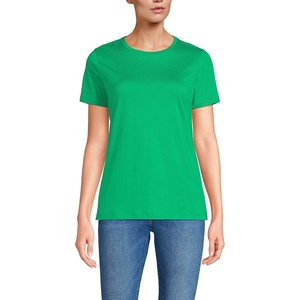 image:imageLands End Womens Supima Crew Neck TShirt  AmericanGrown Supima Cotton Relaxed Fit Tagless MidHip Length Layering Petite and Plus SizesVibrant Clover
