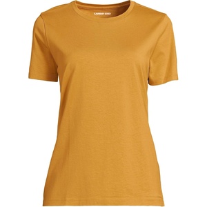 image:imageLands End Womens Supima Crew Neck TShirt  AmericanGrown Supima Cotton Relaxed Fit Tagless MidHip Length Layering Petite and Plus SizesVintage Amber