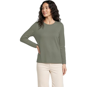 image:imageLands End Womens Supima Long Sleeve Crew Tee  AmericanGrown Supima Cotton Relaxed Fit Tagless MidHip Length Layering Petite and Plus SizesSage
