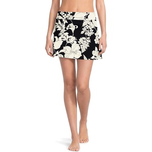 image:imageLands End Womens Tummy Control Skirt Swim BottomsBlackEgret Lilies