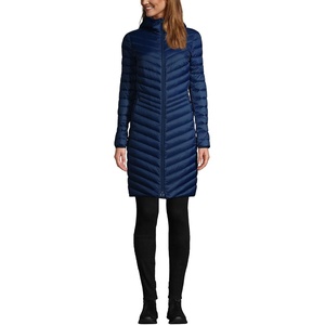 image:imageLands End Womens Ultralight Packable Long Down CoatDeep Sea Navy