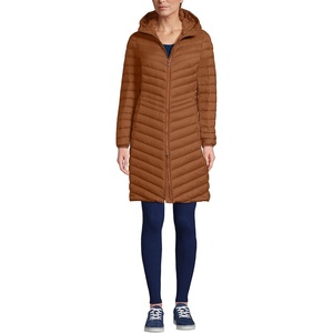 image:imageLands End Womens Ultralight Packable Long Down CoatRich Ginger Brown