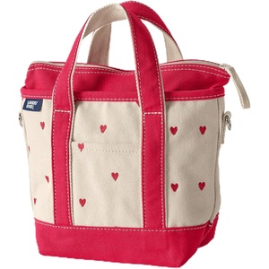 image:imageLands End Zip Top Canvas Tote Bag  100 Cotton Canvas Five Pockets Key Strap WaterResistant Base Stands Upright Beach Bag Travel Tote Grocery ToteEmbroidered Hearts