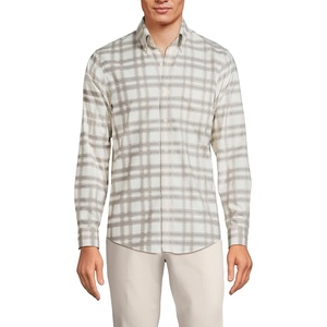 image:imageMens Traditional Fit No Iron Twill ShirtLight Gray StoneIvory Plaid
