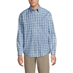 image:imageMens Traditional Fit No Iron Twill ShirtLight Indigo Blue Plaid