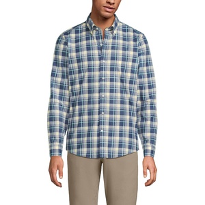 image:imageMens Traditional Fit No Iron Twill ShirtLight Indigo BlueYellow Plaid
