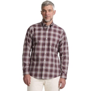 image:imageMens Traditional Fit No Iron Twill ShirtLush BurgundyTan Plaid
