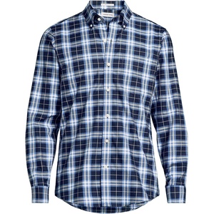 image:imageMens Traditional Fit No Iron Twill ShirtMuted BlueIvory Windowpane