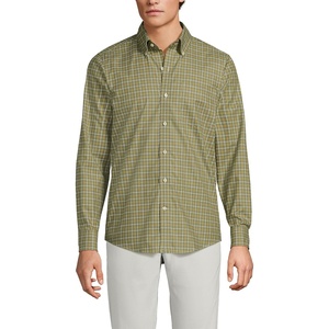 image:imageMens Traditional Fit No Iron Twill ShirtRiver Stone GreenGold Plaid