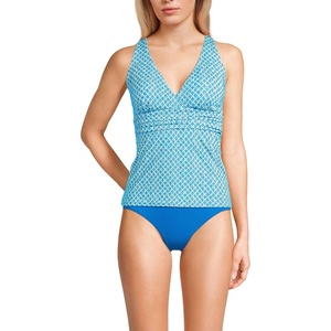 image:imageWomens Chlorine Resistant Plunge XBack Tankini Swimsuit TopBright Cerulean Geo