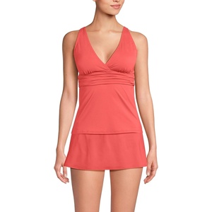 image:imageWomens Chlorine Resistant Plunge XBack Tankini Swimsuit TopCoral Bliss