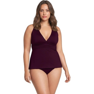 image:imageWomens Chlorine Resistant Plunge XBack Tankini Swimsuit TopDark Wine