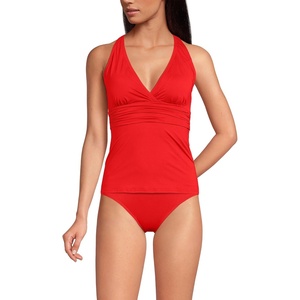 image:imageWomens Chlorine Resistant Plunge XBack Tankini Swimsuit TopDaylily Red