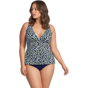 image:imageWomens Chlorine Resistant Plunge XBack Tankini Swimsuit TopNavy Mini Bloom Floral