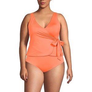 image:imageWomens Chlorine Resistant Side Tie VNeck Tankini Swimsuit TopPapaya Orange