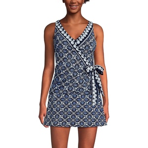 image:imageWomens Chlorine Resistant Side Tie VNeck Tankini Swimsuit TopSeashell GeoNavy Border