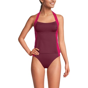 image:imageWomens Seamed Halter Tankini TopBurgundy SpritzCoral Ruby