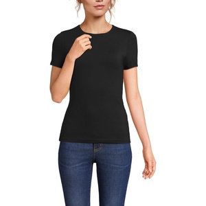 image:imageWomens Short Sleeve Tugless Double Layer Crew Neck Knit TopBlack
