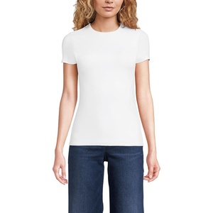 image:imageWomens Short Sleeve Tugless Double Layer Crew Neck Knit TopWhite