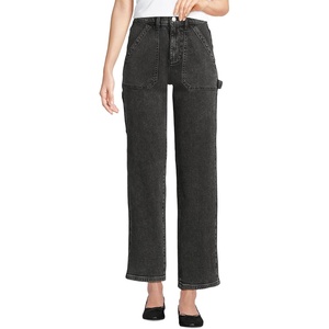 image:imageWomens Soft Denim High Rise Utility Cargo Ankle JeansBlack Stone Wash
