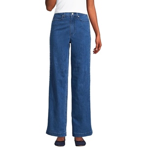 image:imageWomens Tencel Fiber High Rise Wide Leg PantsLaguna Blue With Braided Seam