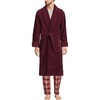 image:imageLands End Mens Calf Length Terry Robe  Turkish Terry Cotton Shawl Collar Patch Pockets Belt Closure Spa PostShower Big and Tall SizesRich Burgundy