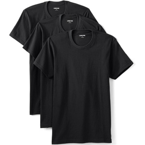 image:imageLands End Mens Crew Neck Undershirt 3 Pack  Combed Cotton Tubular Knit Taped Neck Seam Three Pack Layering Base Layer Big and Tall SizesBlack