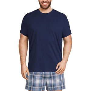 image:imageLands End Mens Crew Neck Undershirt 3 Pack  Combed Cotton Tubular Knit Taped Neck Seam Three Pack Layering Base Layer Big and Tall SizesMulti 3 Pack