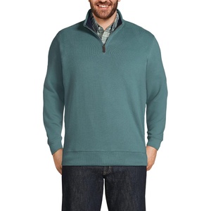 image:imageLands End Mens Quarter Zip Pullover Sweater  60 Cotton and 40 Polyester French Rib Knit Pieced Collar Traditional Fit Business Casual Big and TallTourmaline