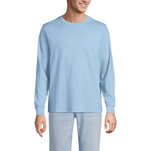 image:imageLands End Mens SuperT Long Sleeve TShirt  575 oz Midweight Cotton Covered Neck Seam Sewn Side Seams Rib Cuffs Layering Big and Tall SizesOasis Blue